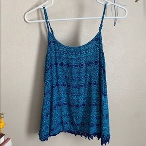 Teal and navy patterned tank